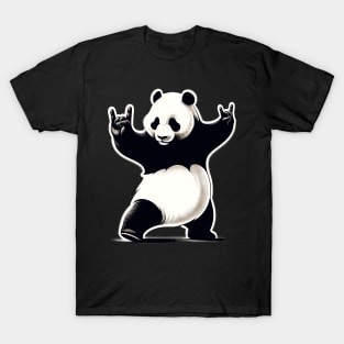 Retro Panda Rock Music Gift Funny Panda T-Shirt